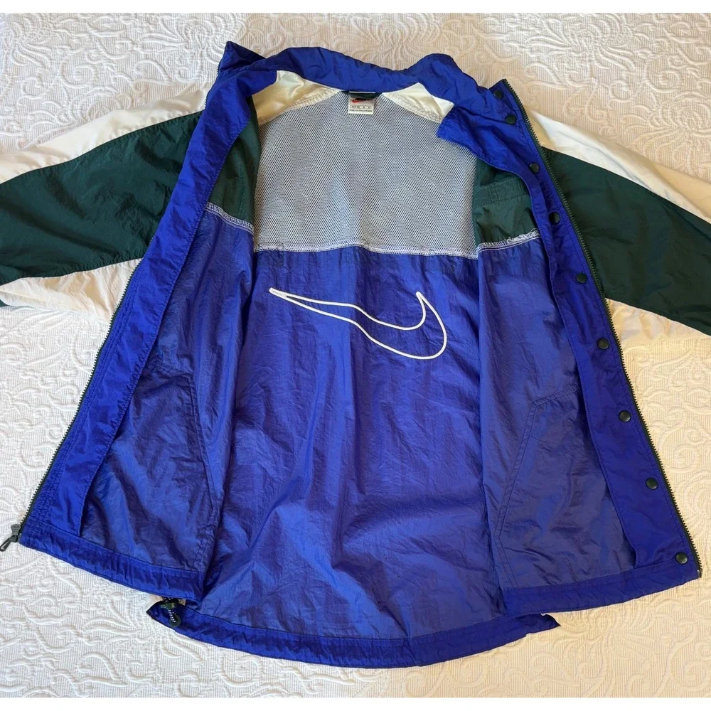 Vintage 90s Nike White Tag Colorblock Swoosh Windbreaker Track Jacket Medium